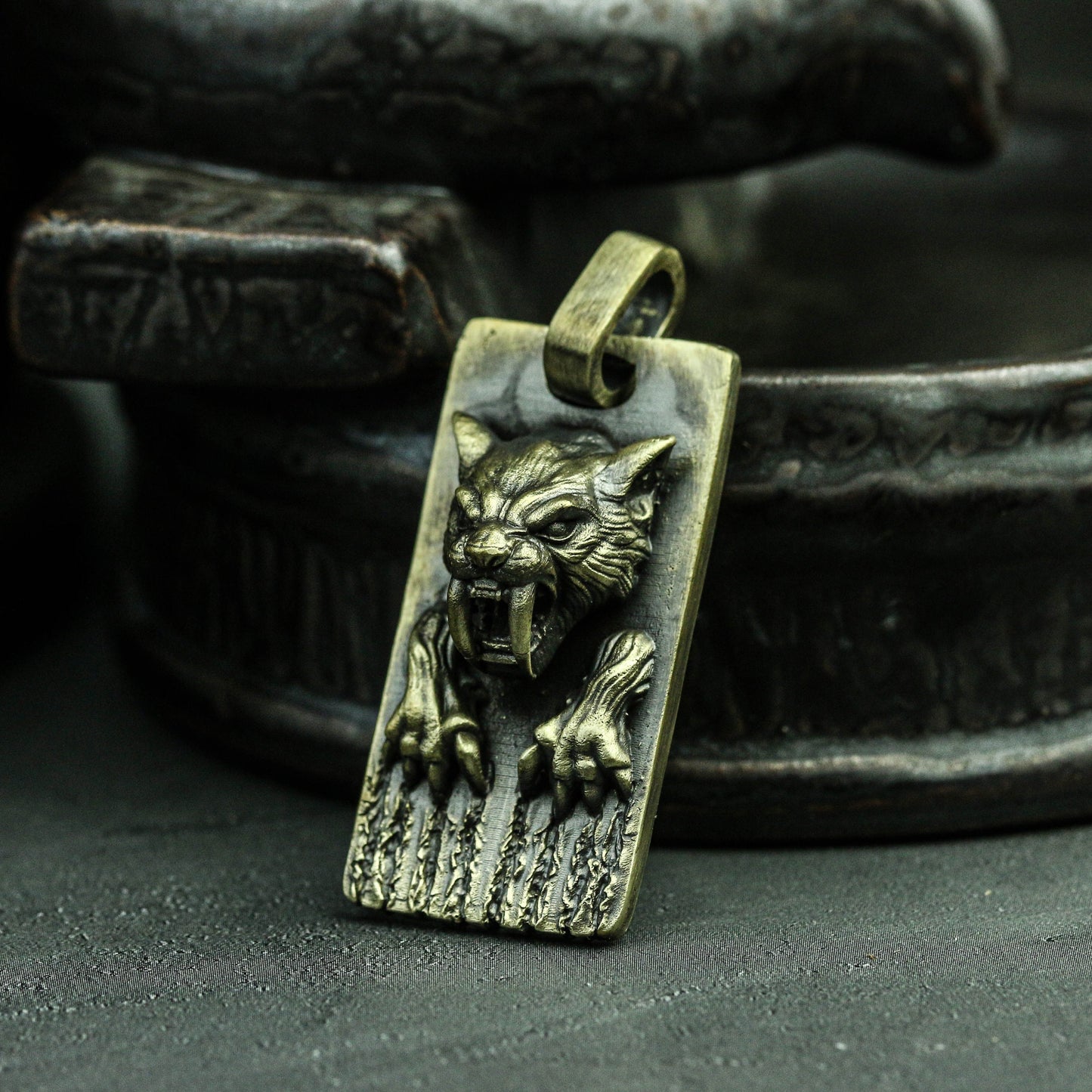 Tiger head pendant Sabre Tooth Tiger Pendant Smilodon Brass Army Brand Men's Brass 925 silver säbelzahntiger handmade custom jewelry