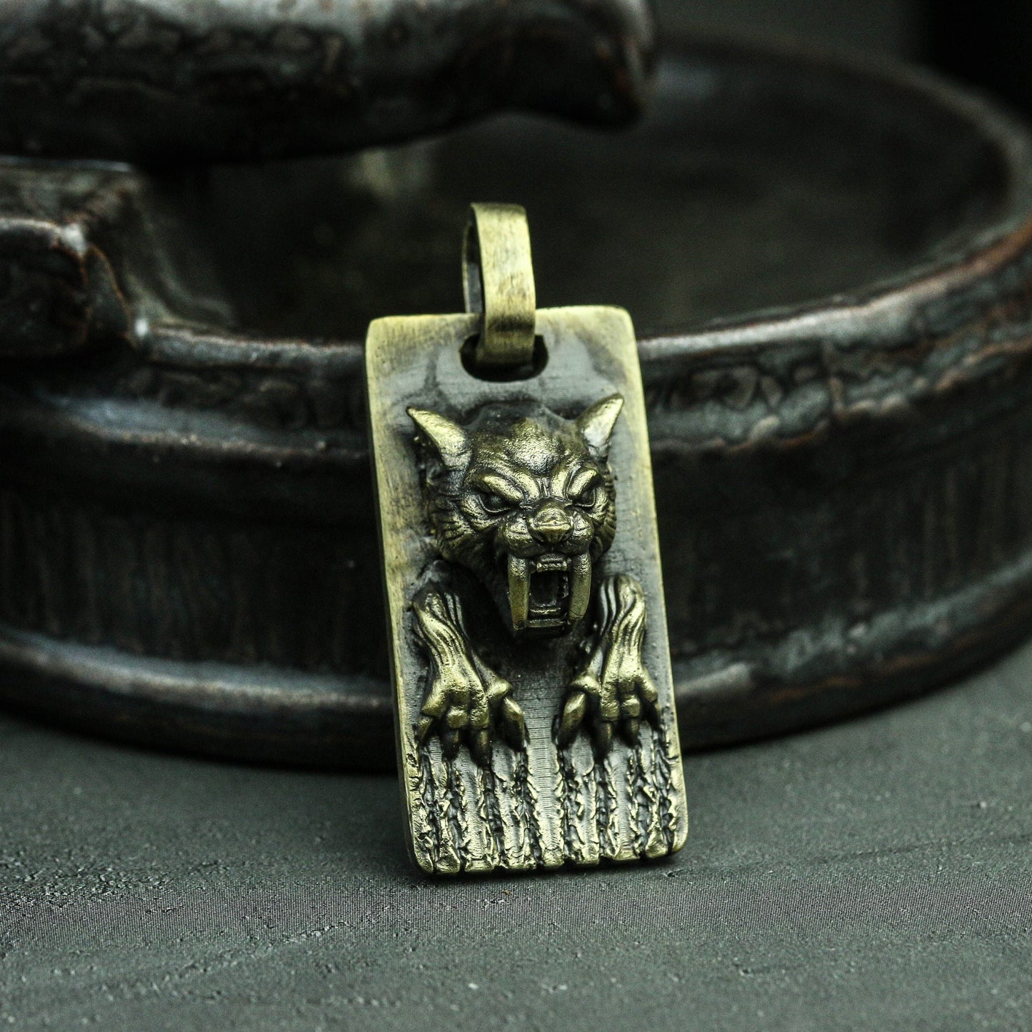 Tiger head pendant Sabre Tooth Tiger Pendant Smilodon Brass Army Brand Men's Brass 925 silver säbelzahntiger handmade custom jewelry