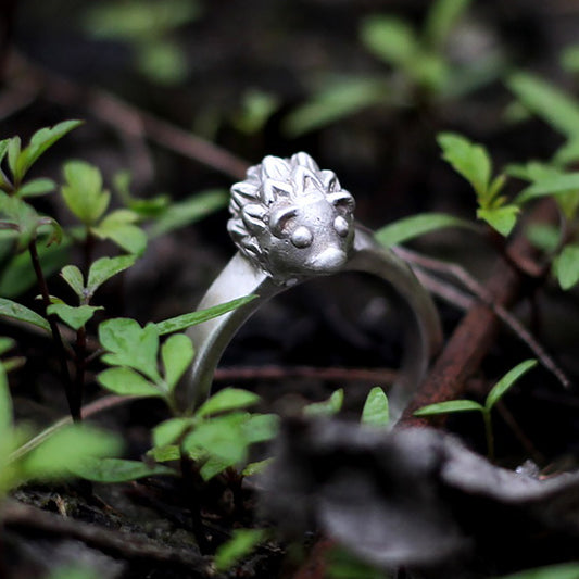 Hedgehog silver ring|Silver ring|Hedgehog ring|Hedgehog jewelry|Animal ring|Natural ring