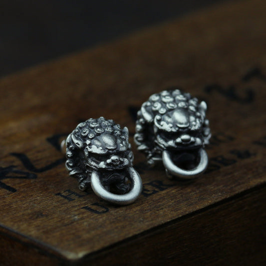 925 sterling silver lion head earrings, lion earrings, lion jewelry, natural earrings, gifts for him handmade