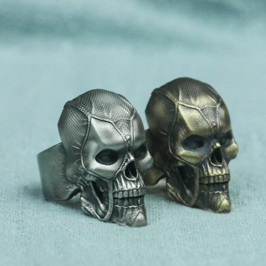 Dual-Blade Skull Ring - Unisex 925 Silver Artisan Jewelry for Everyday Edge - SATANHORN