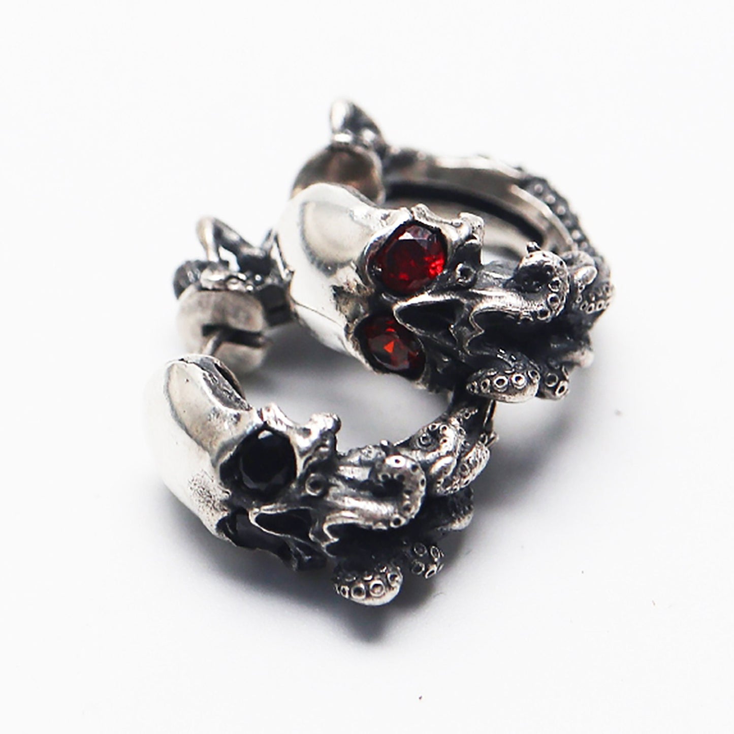 Skull Sterling Silver Earrings|Skull Earrings|Inlaid Skull Earrings|Pure Silver Earrings|Handmade