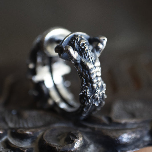 Skull Sterling Silver Earrings|Skull Earrings|Inlaid Skull Earrings|Pure Silver Earrings|Handmade