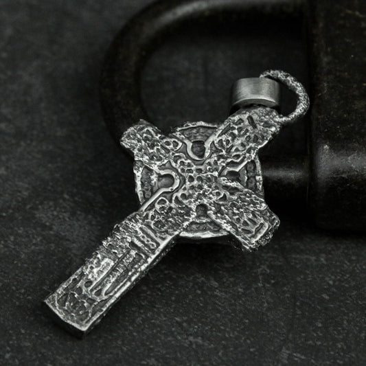 925 Silver Cross Pendant Necklace, Religious Jewelry, Greek Orthodox Cross, Men's Necklace - Handmade