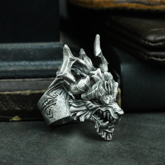 Dragons Nine Sons-HOU-925 Silver Ring-Handmade Ring-Myths and Legends - SATANHORN