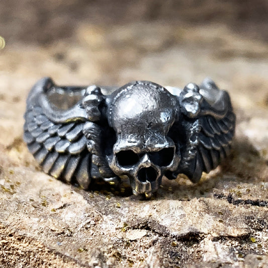 925 sterling silver skull wings ring-skeleton wings ring-skeleton ring-skeleton jewelry-gothic jewelry-personalized jewelry