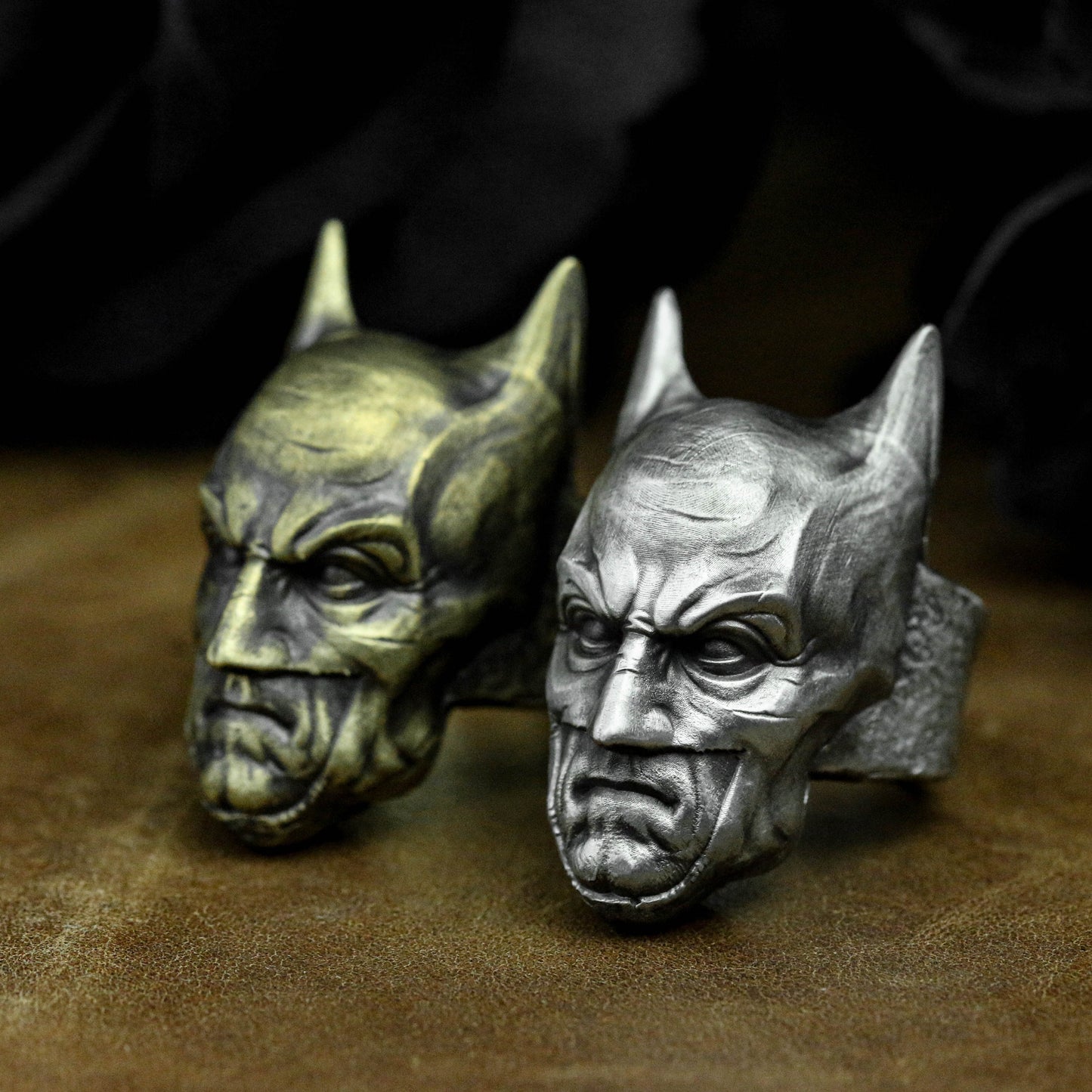 Nocturnal Guardian 925 Silver Ring - Armored Hero Symbol Design