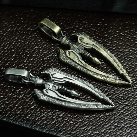 Trident 925 Silver Pendant Necklace, Weapon of God, Amulet Necklace, Charm Man Pendant, Handmade Gift Pendant