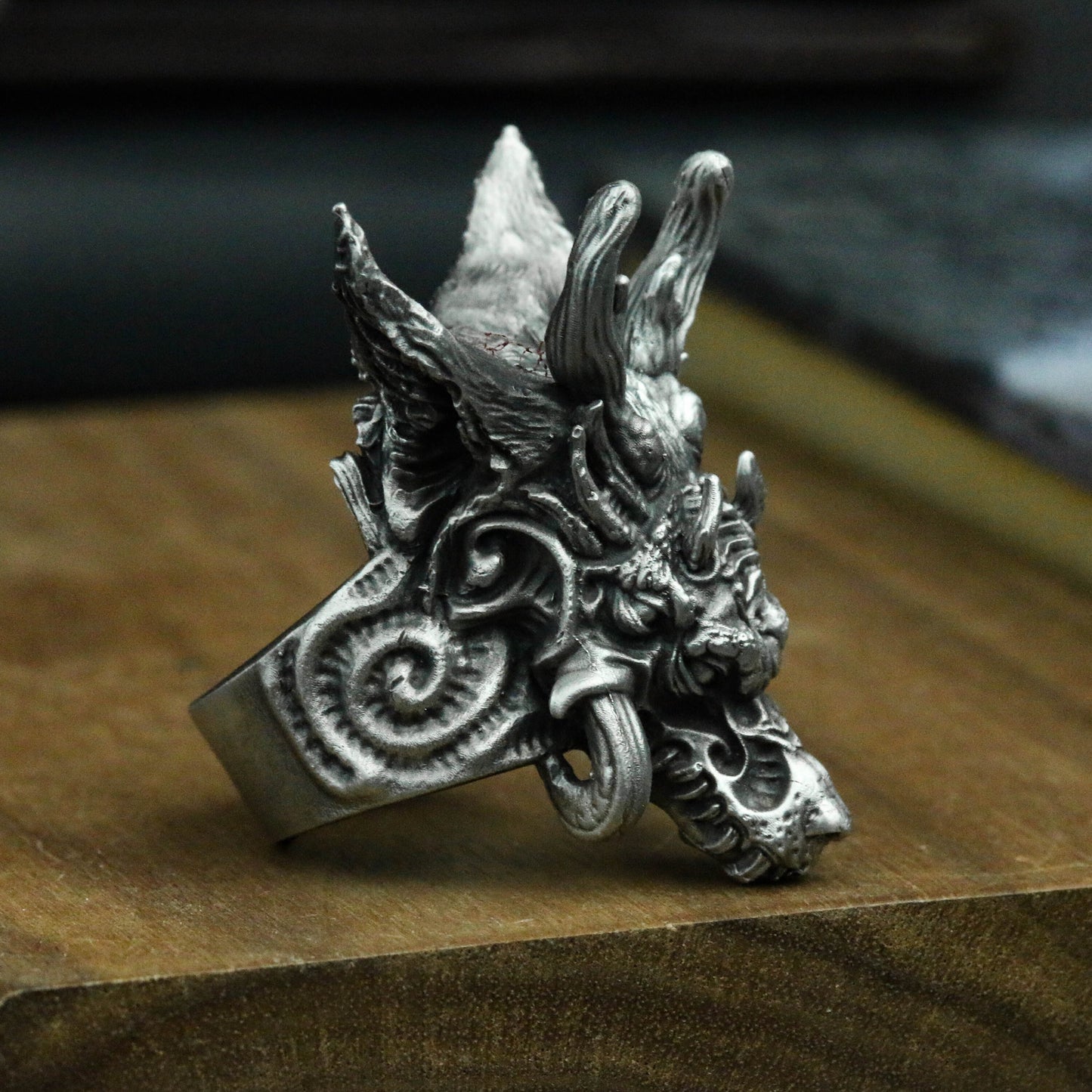 Dragons Nine Sons-ChaoFeng-925 Silver Ring-Handmade Ring-Myths and Legends