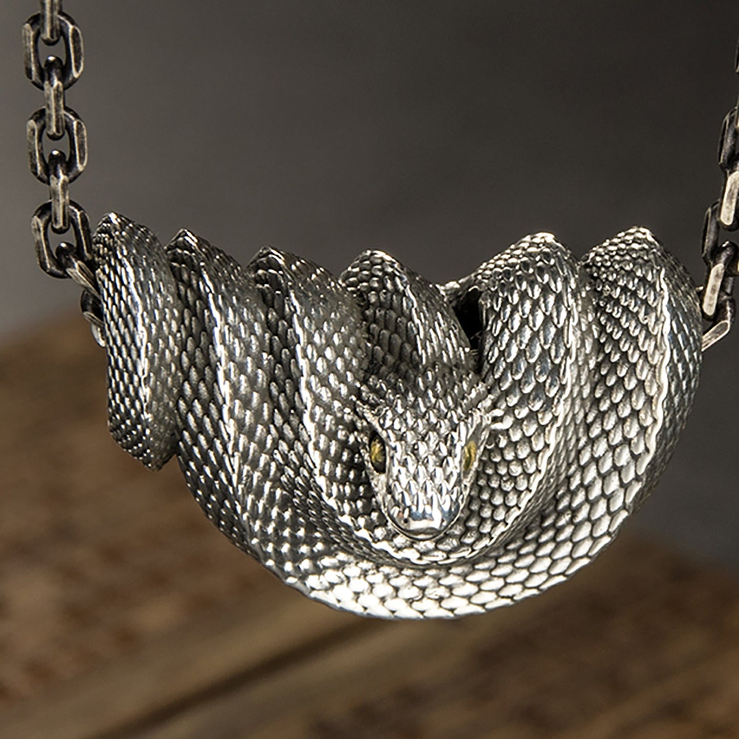 925 sterling silver snake pendant, retro snake necklace, snake pendant, silver pendant for men