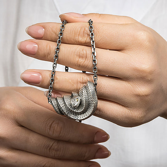 925 sterling silver snake pendant, retro snake necklace, snake pendant, silver pendant for men