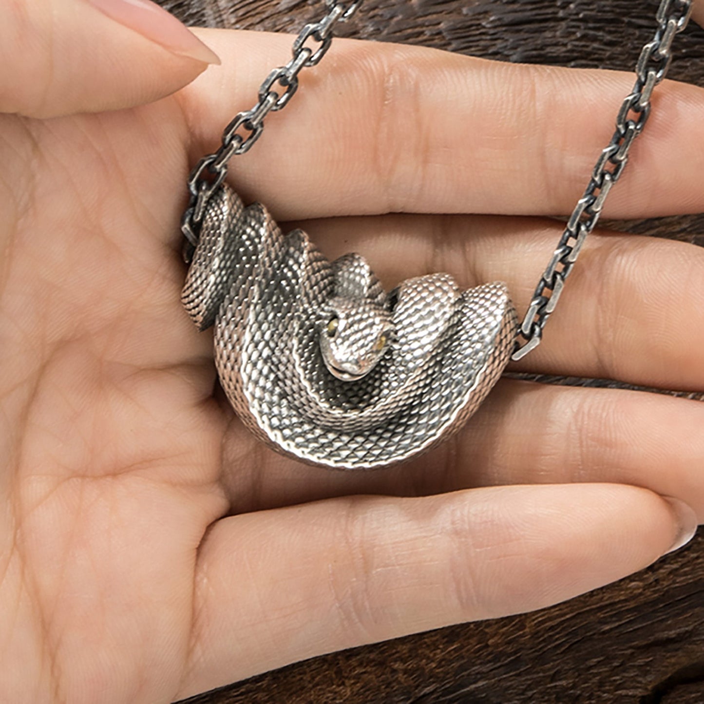 925 sterling silver snake pendant, retro snake necklace, snake pendant, silver pendant for men