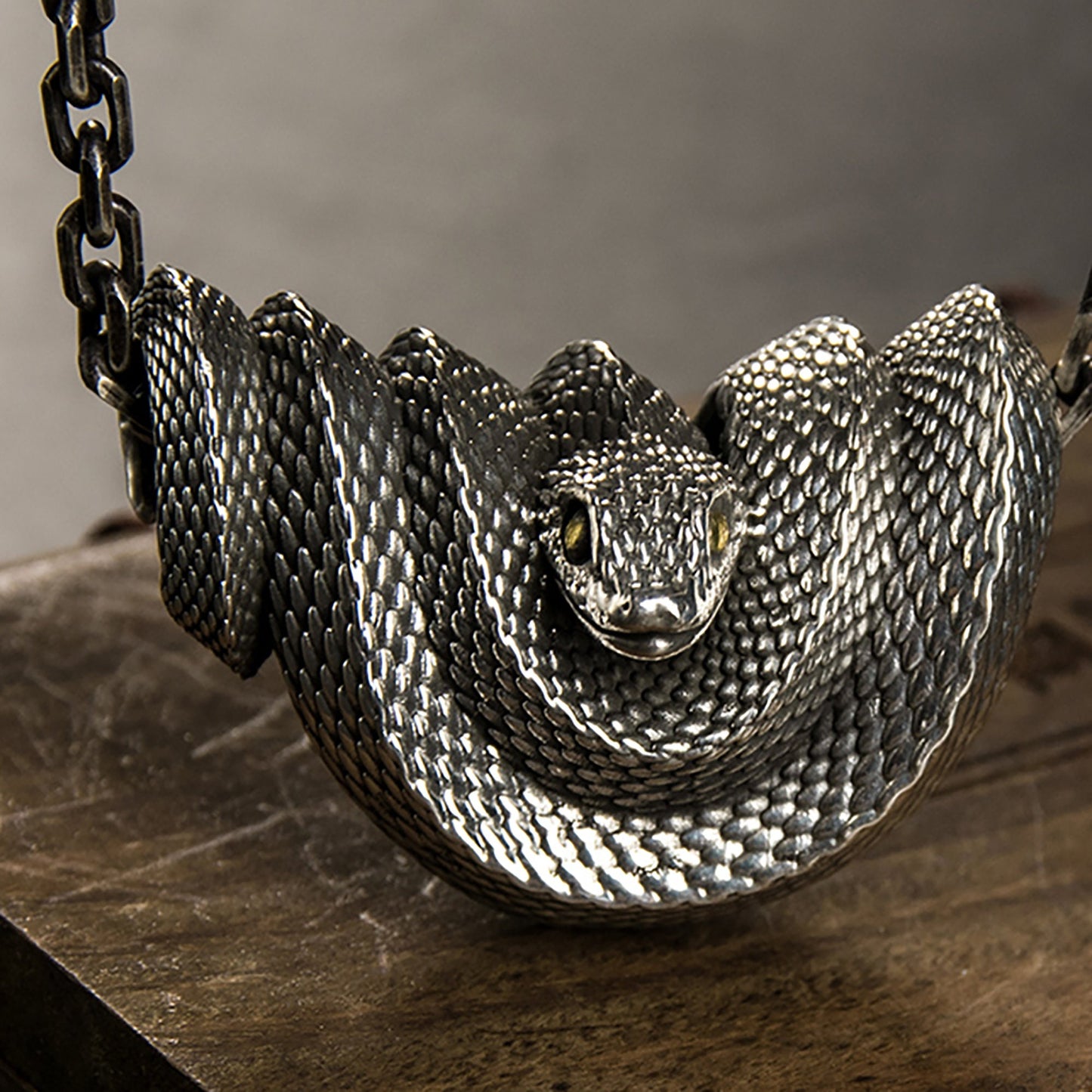 925 sterling silver snake pendant, retro snake necklace, snake pendant, silver pendant for men