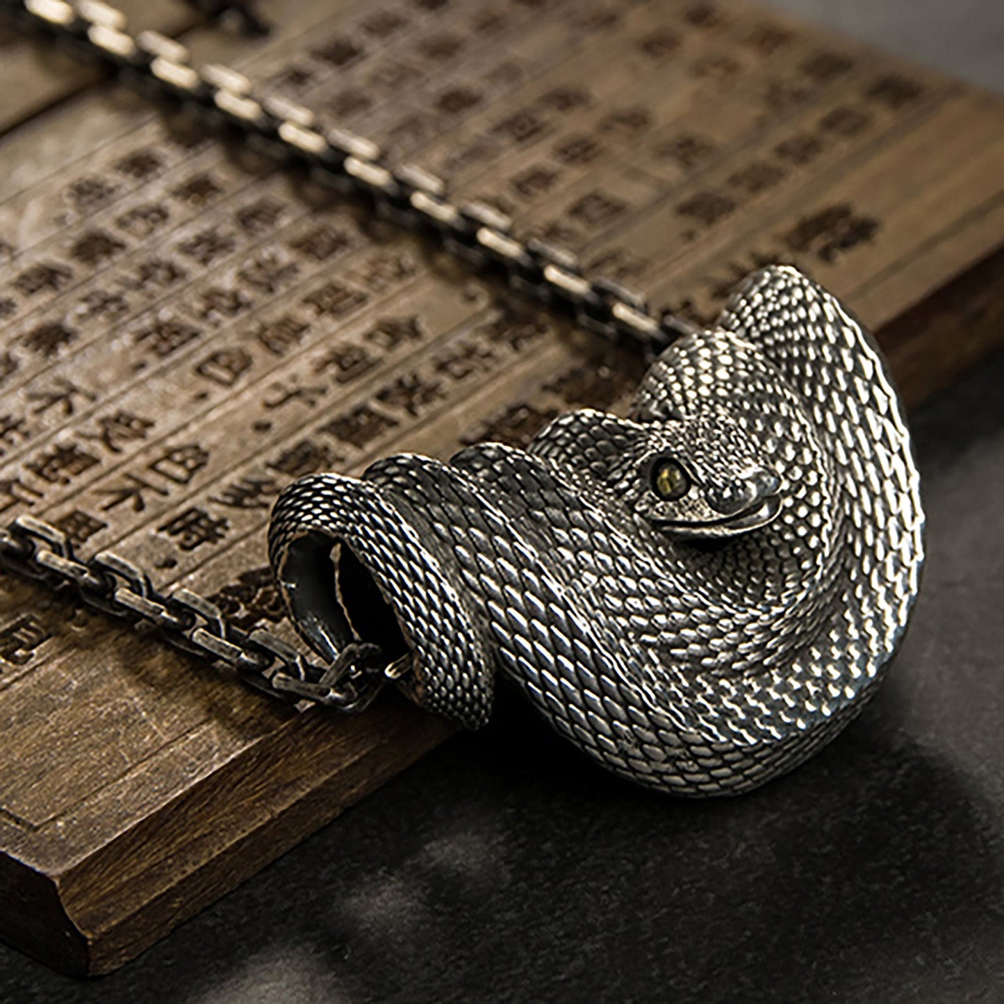 925 sterling silver snake pendant, retro snake necklace, snake pendant, silver pendant for men