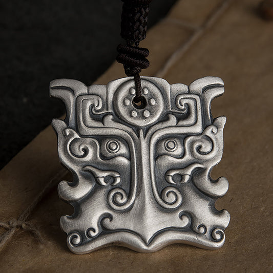 Totem sterling silver pendant, gluttonous pattern pendant, monster gluttonous pendant, rare moving monster