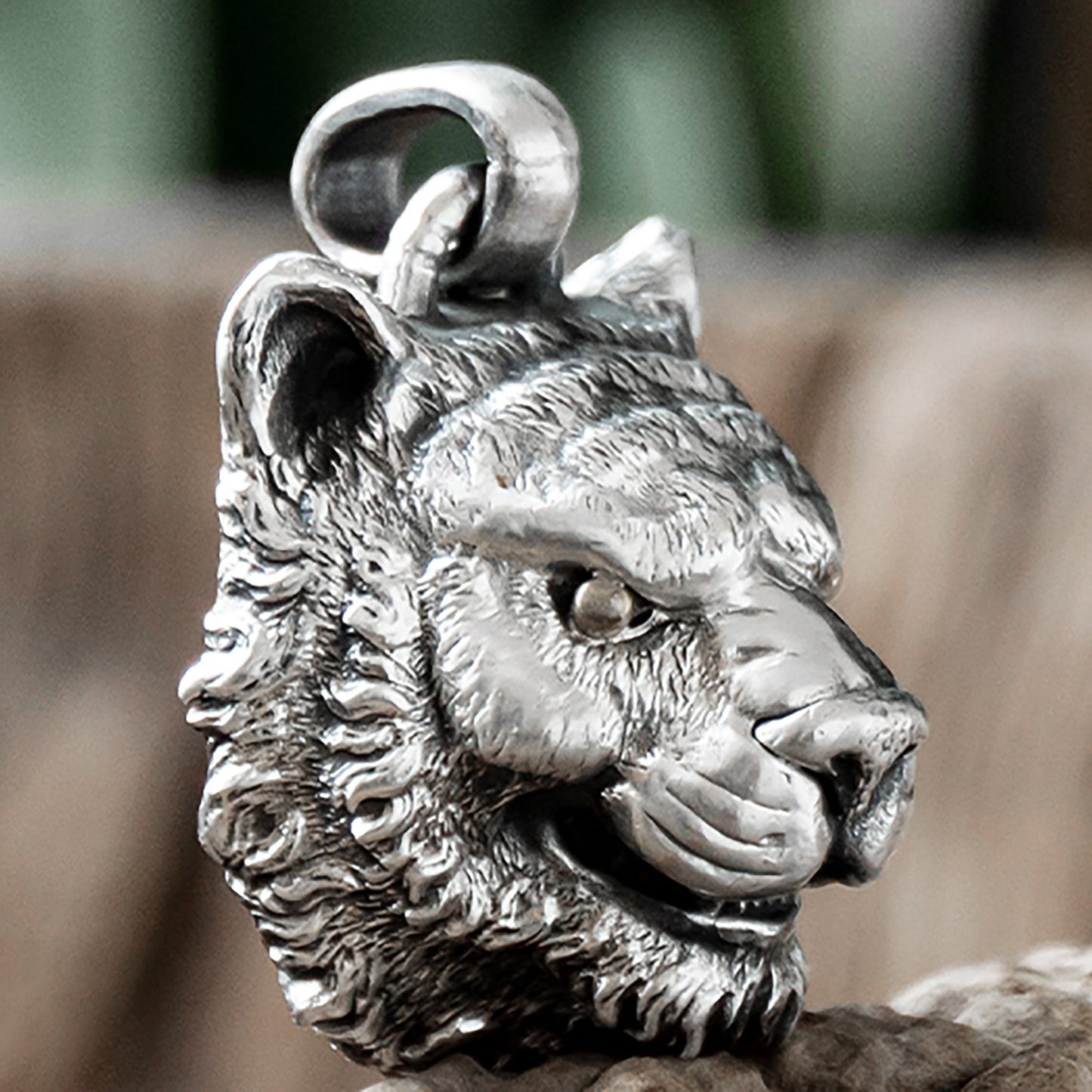 925 sterling silver tiger head pendant necklace, angry tiger necklace, silver necklace gift for husband, Halloween gift