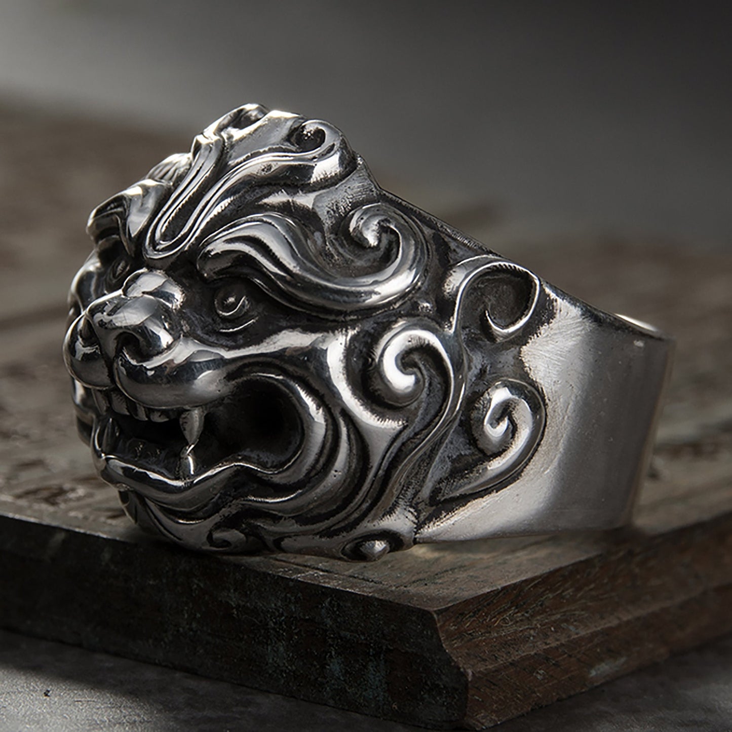 Tang lion men's personalized ring,Men's sterling silver lion ring, lion ring, lion head ring, Men's personalized ring, personalized