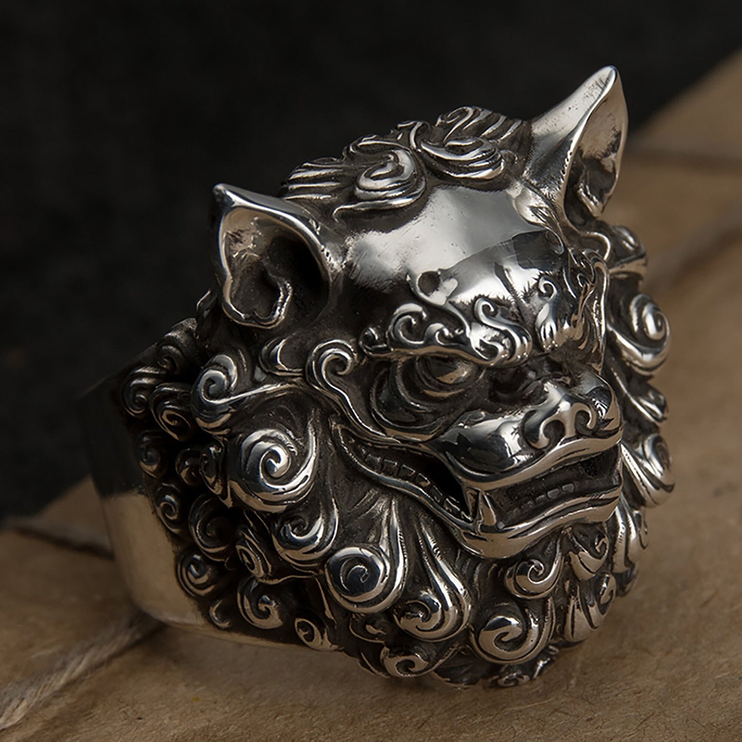 Tang lion men's personalized ring,Men's sterling silver lion ring, lion ring, lion head ring, Men's personalized ring, personalized gift.