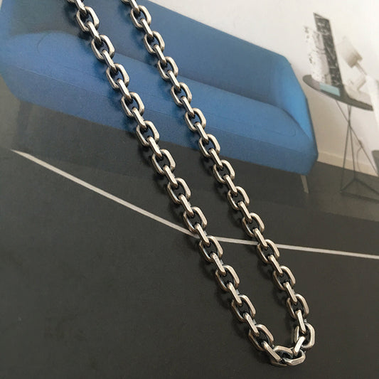 925 Sterling silver handmade necklace, all-match chain and hook design