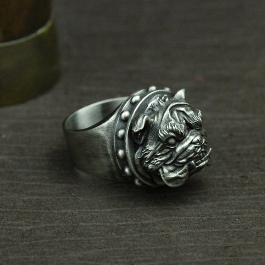 925 silver bully dog ring pet ring handmade custom jewelry