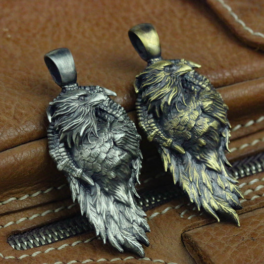 Silver Eagle Pendant, Condor Pendant, Condor Necklace 925 Silver Brass Artisan Making Jewelry