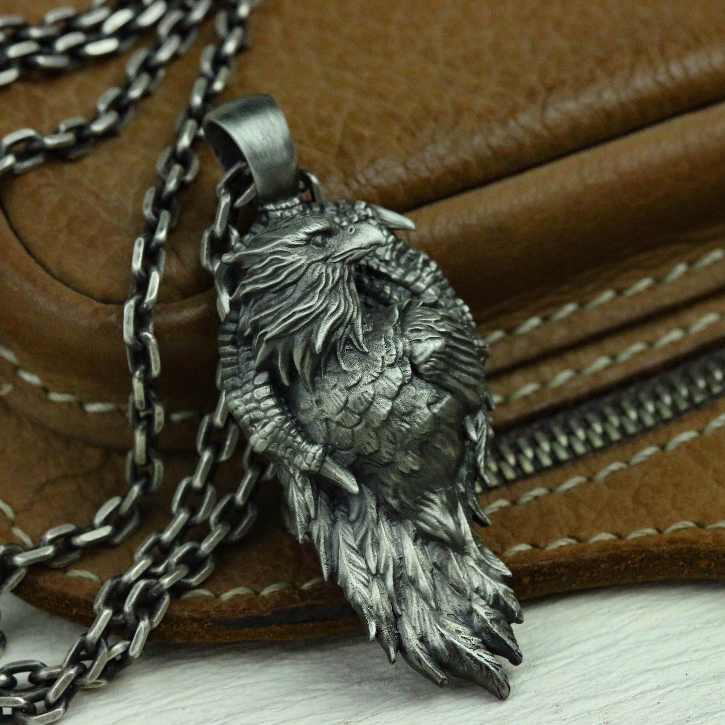 Silver Eagle Pendant, Condor Pendant, Condor Necklace 925 Silver Brass Artisan Making Jewelry