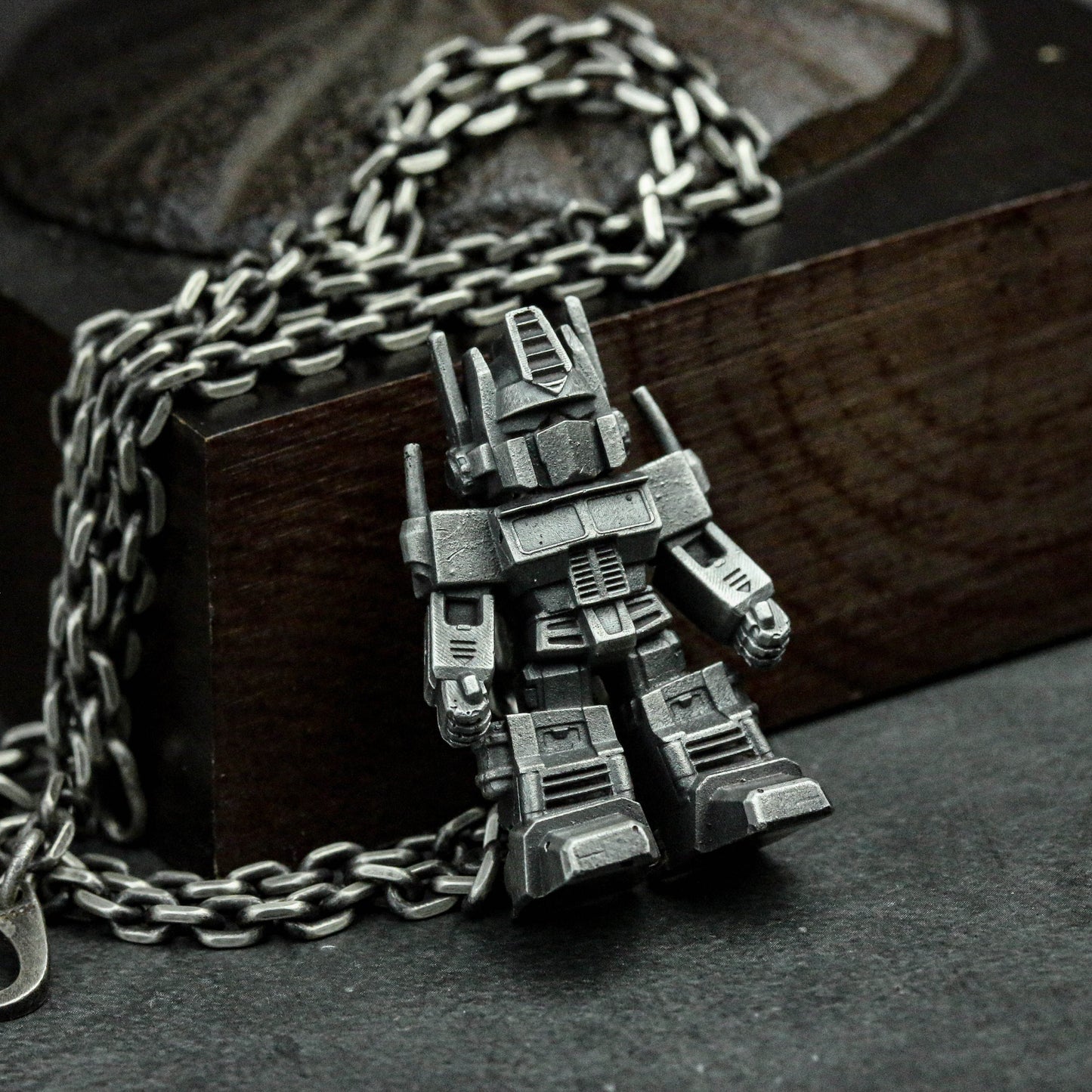 Mech Transform Robot Pendant - Artisan 925 Silver Mens Statement Necklace