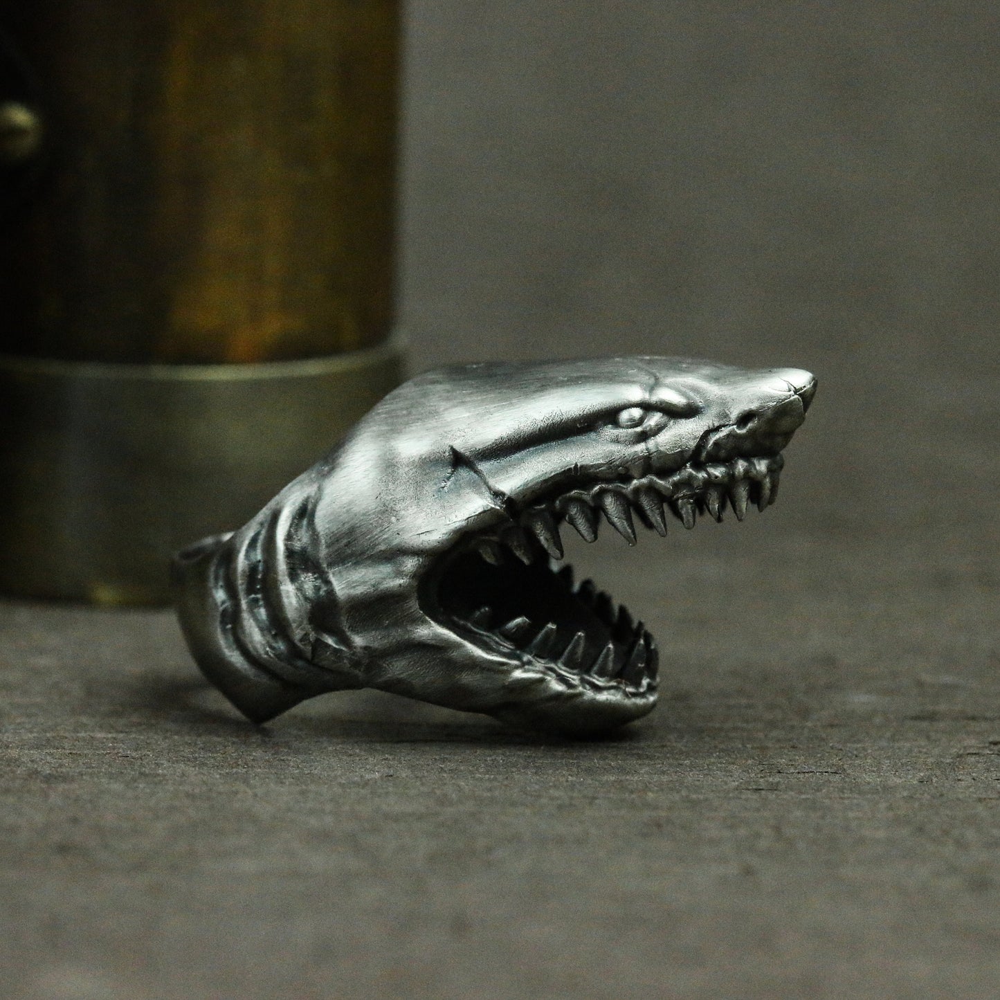 Shark 925 silver ring, man-eating shark silver ring, ocean horror megalodon silver ring jewelry - SATANHORN