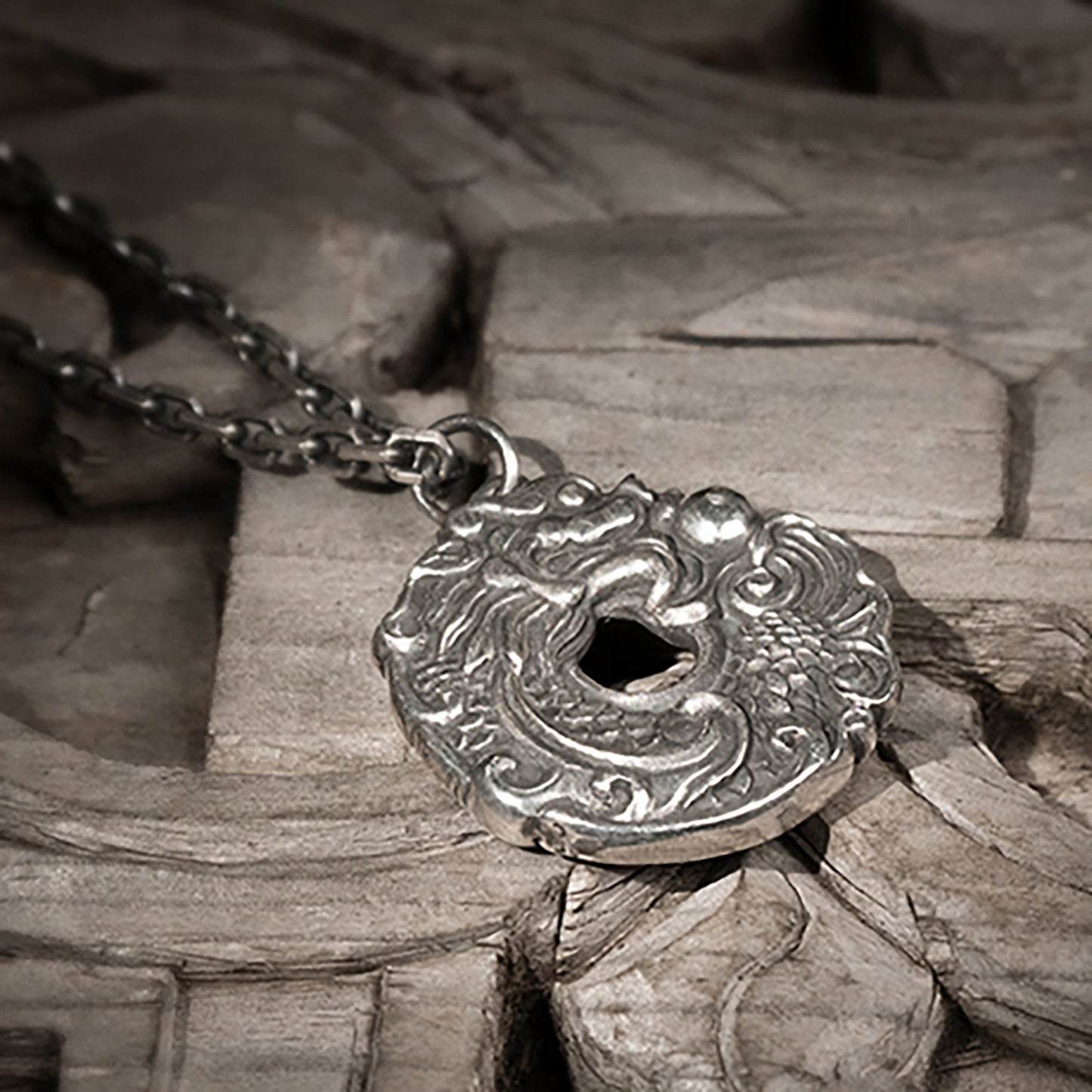 925 silver Chinese brave pendant necklace, Chinese Tang lion necklace, lion lucky necklace, men's necklace - handmade