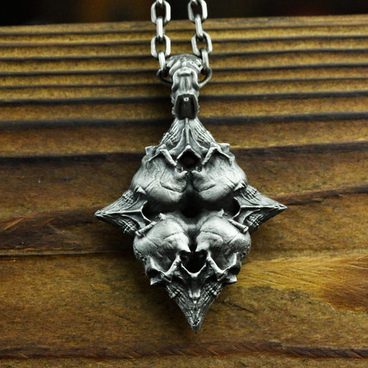 Playing card Diamond 925 silver pendant necklace, gambling lucky pendant, skull diamond silver necklace gift