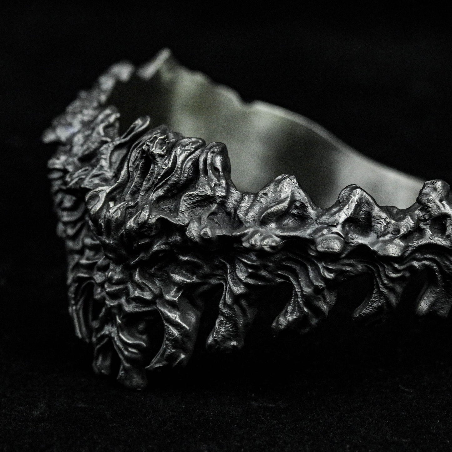 Textured Comfortable Bracelet Totem Unique Beautiful Personality Original Handmade Adjustable Size Silver Jewelry