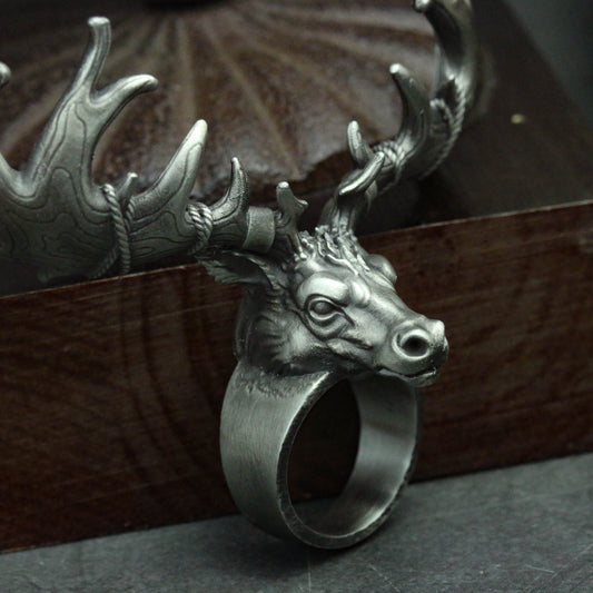 reindeer ring Elk 925 silver ring, Santa's Elk ring