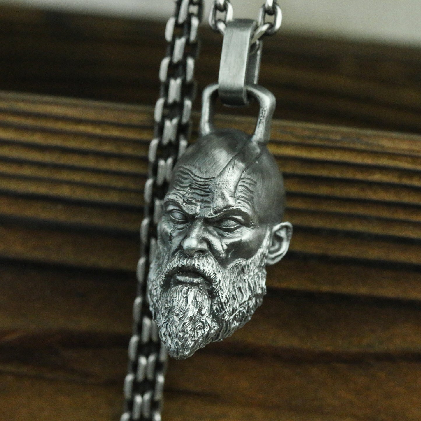 Kratos 925 Silver Pendant Necklace-the protagonist of the game God of War -the soul of Spartan totem
