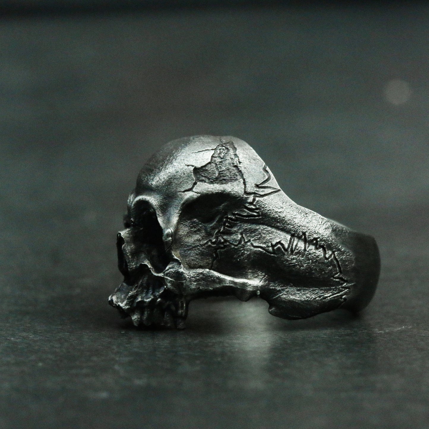 Ancient human skull 925 silver ring, jawless skull gothic ring, ghost vintage craftsman gift ring - SATANHORN