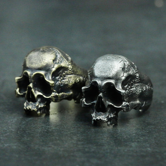 Ancient human skull 925 silver ring, jawless skull gothic ring, ghost vintage craftsman gift ring - SATANHORN