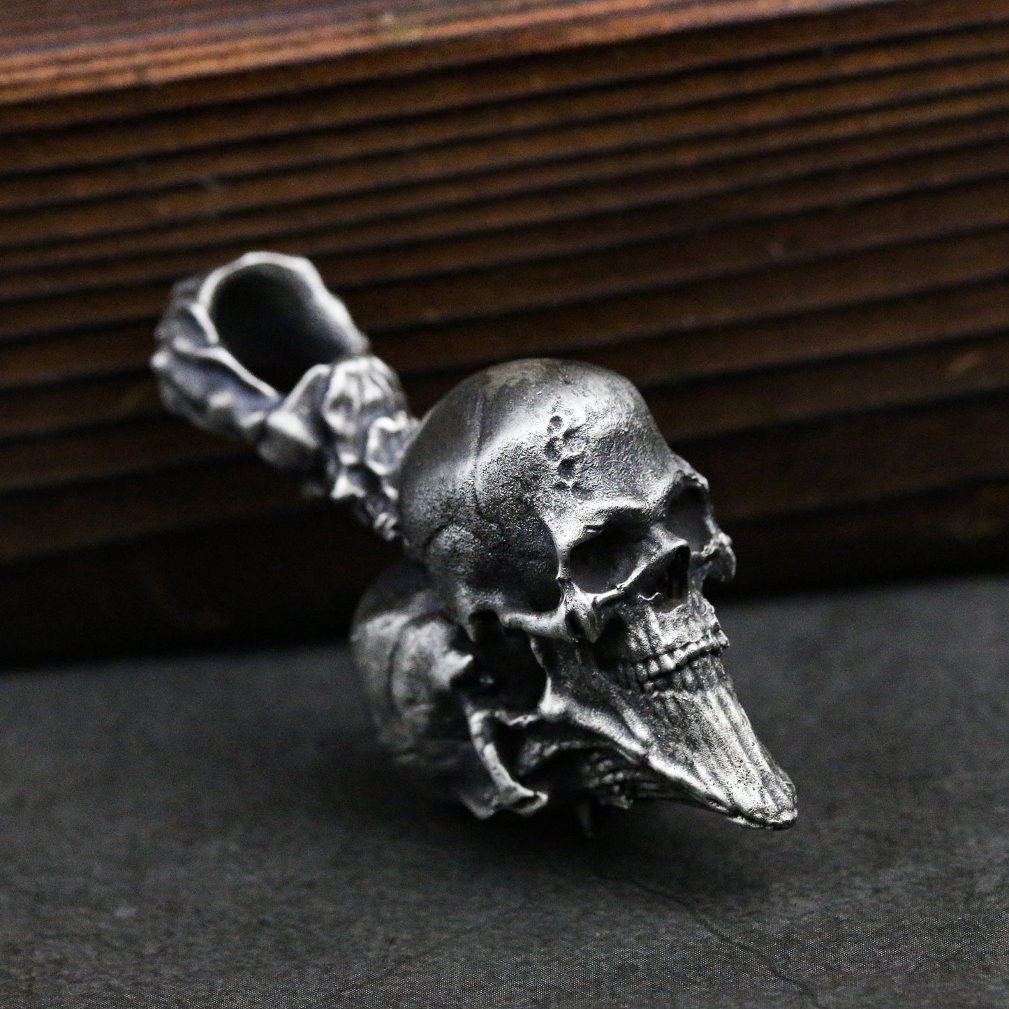 Playing Card Spade 925 Silver Pendant Necklace, Gambling Good Luck Pendant, Skull Spade Silver Necklace Gift