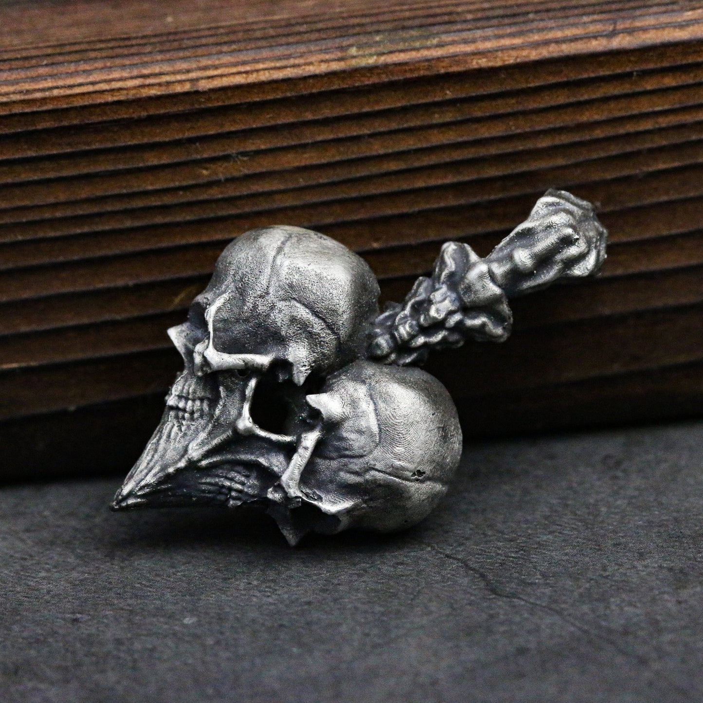 Playing Card Spade 925 Silver Pendant Necklace, Gambling Good Luck Pendant, Skull Spade Silver Necklace Gift