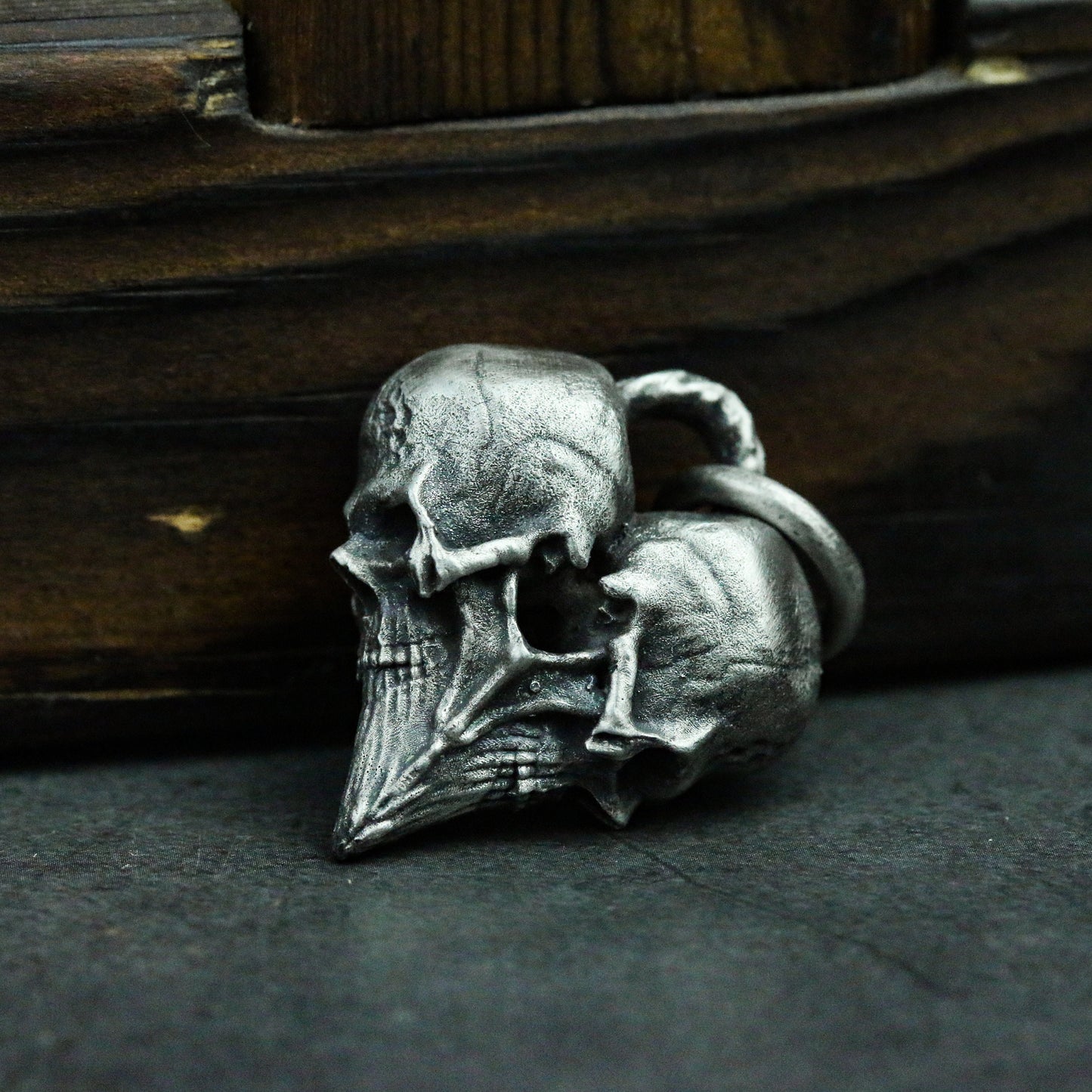 Playing Card Heart 925 Silver Pendant Necklace, Gambling Lucky Pendant, Skull Heart Silver Necklace Gift