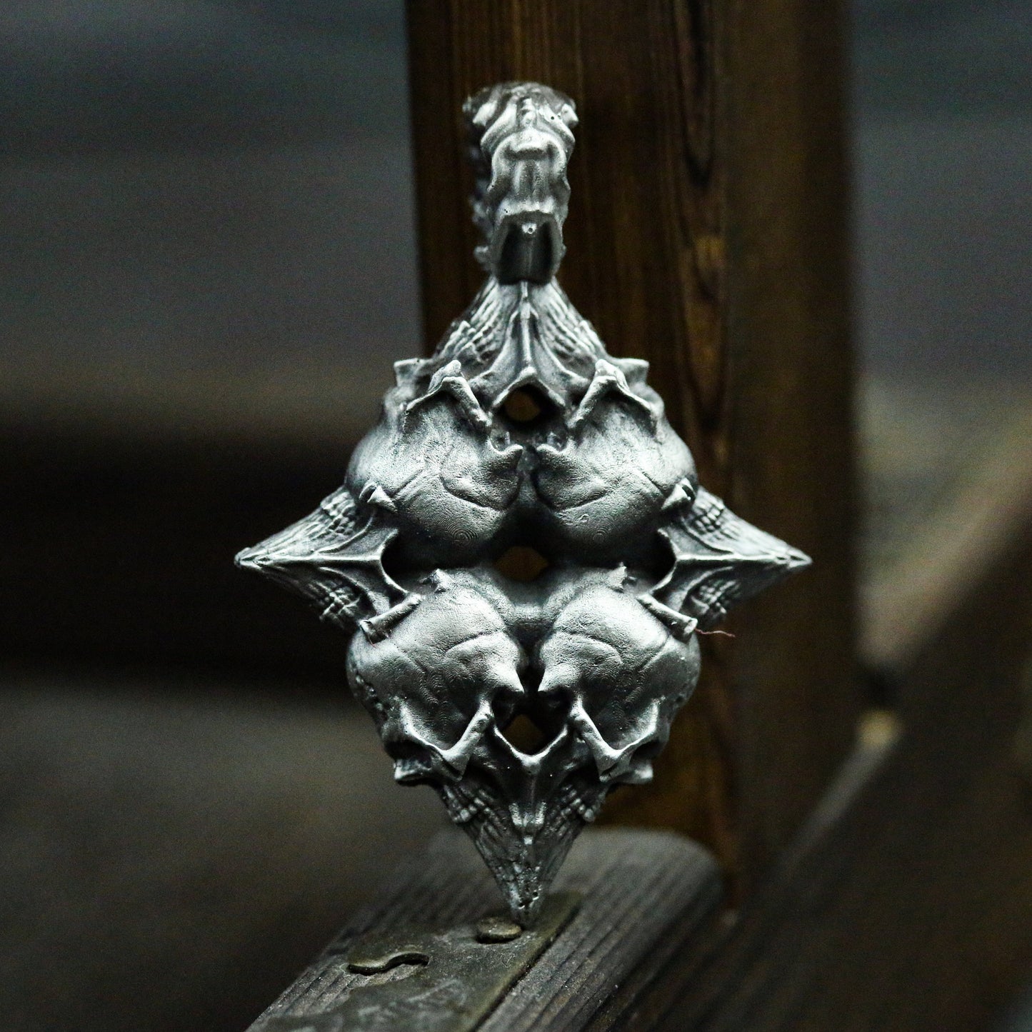 Playing card Diamond 925 silver pendant necklace, gambling lucky pendant, skull diamond silver necklace gift
