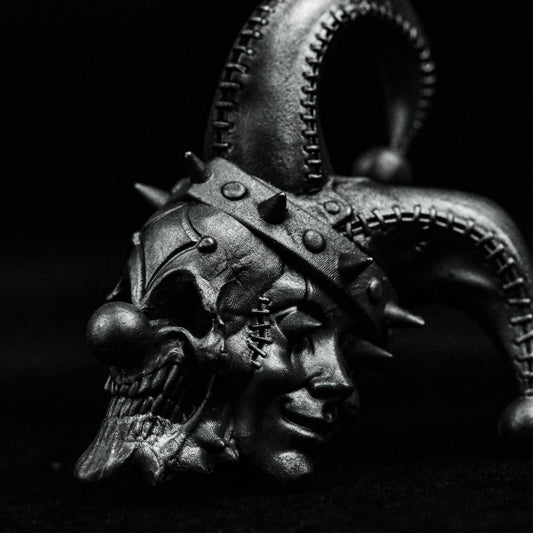 Card King Skull Pendant - Artisan 925 Silver & Brass Gothic Card Game Jewelry