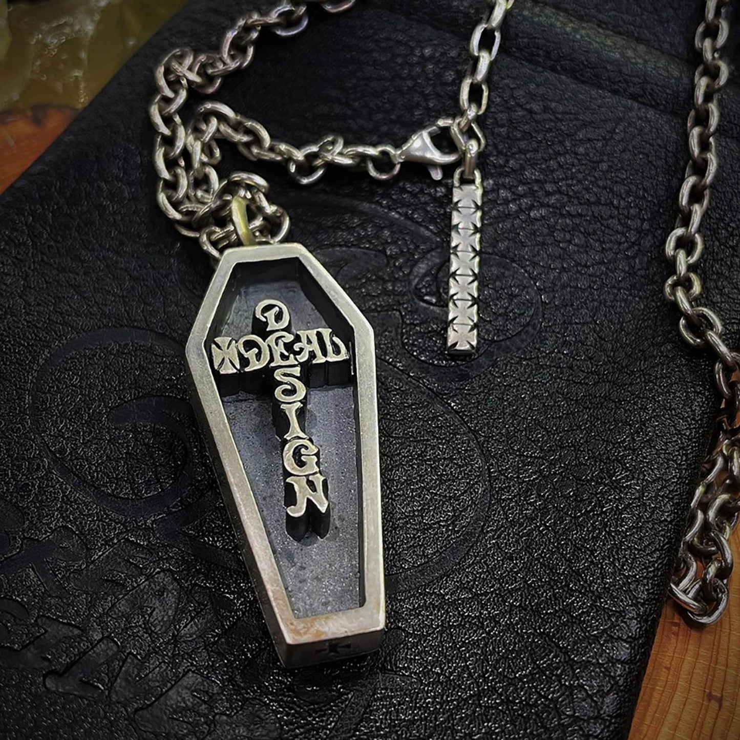 925 Sterling Silver Cross Coffin Silver Pendant Necklace, Christian Religious Jewelry, Gothic Coffin Jewelry, Men's Necklace - Handmade