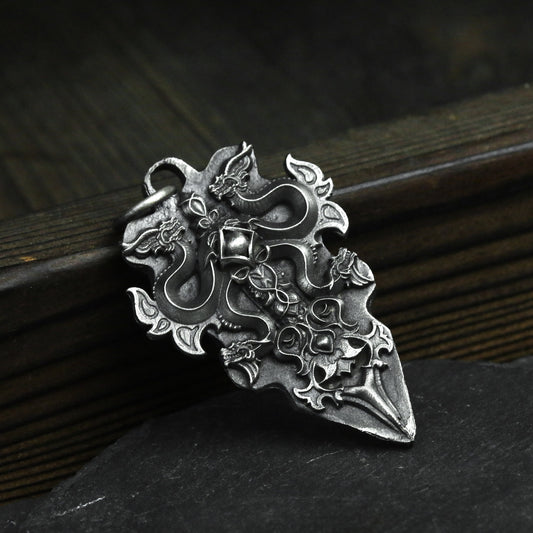 925 Silver Dragon Pendant mens Jewelry, amulet necklace,Dragon Armour Brand