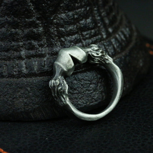 Horseshoe 925 silver ring, Chinese zodiac horse handmade silver ring gift, men's animal ring - SATANHORN