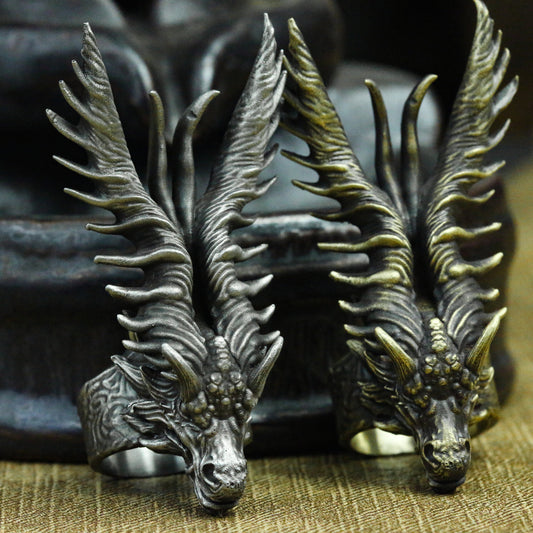 Divine animal unicorn 925 silver ring, dragon's son handmade silver ring, silver animal dragon tribe ring gift - SATANHORN