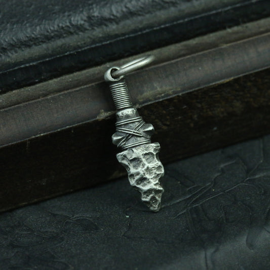 925 sterling silver spearhead pendant handmade weapon necklace stone men and women necklace personality ornaments