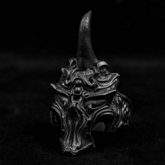 Bronze Ghost Face Ring Unicorn Demon King Monster Demon Mask Helmet 925 Sterling Silver Brass Personalized Unique Ring