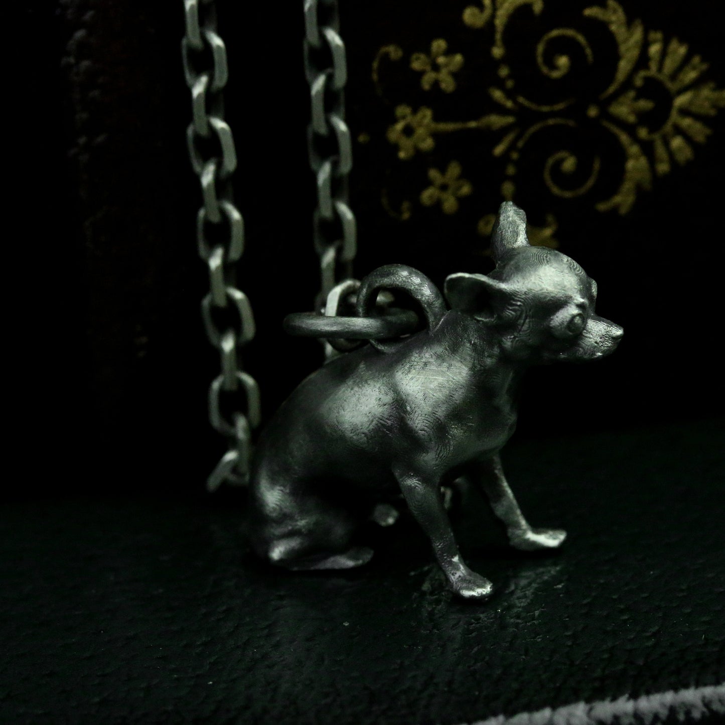 925 Silver Miniature Doberman Pinscher Pendant Brass artisan making jewelry