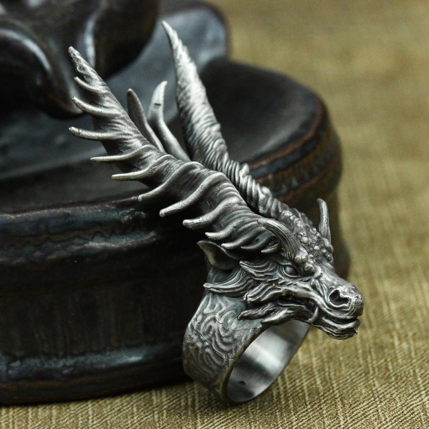 Divine animal unicorn 925 silver ring, dragon's son handmade silver ring, silver animal dragon tribe ring gift - SATANHORN