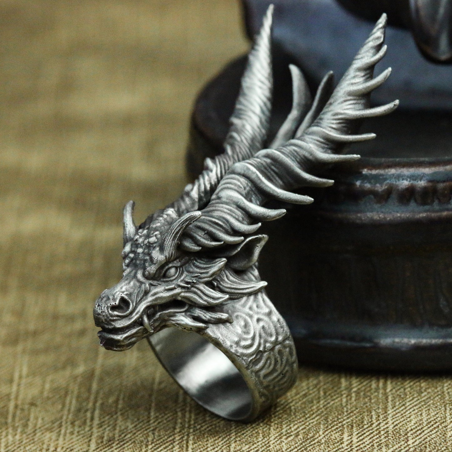 Divine animal unicorn 925 silver ring, dragon's son handmade silver ring, silver animal dragon tribe ring gift - SATANHORN