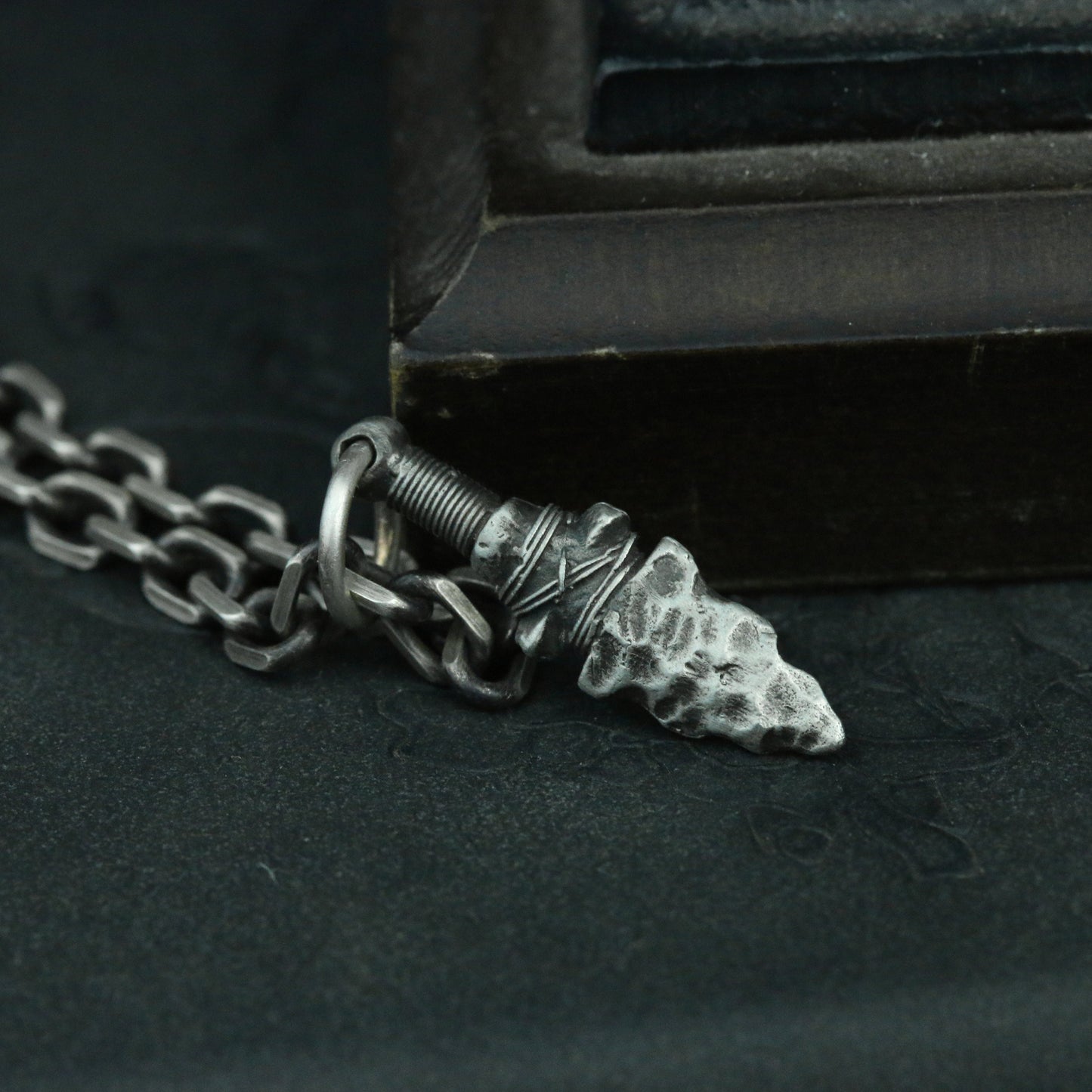 925 sterling silver spearhead pendant handmade weapon necklace stone men and women necklace personality ornaments